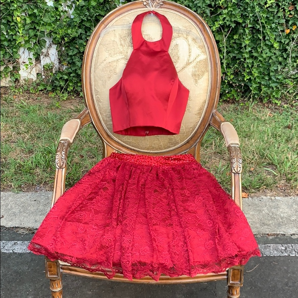 Burgundy 2 piece Homecoming Dress